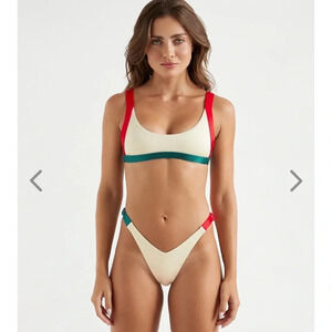 NWT OneOne Swimwear Bikini SET Chamonix NEW Elena Marina Skimpy Sexy Red Green